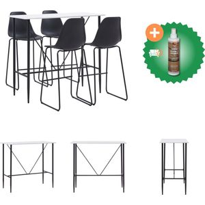 vidaXL 5-delige Barset kunststof zwart - Set tafel en stoelen - Inclusief Houtreiniger en verfrisser