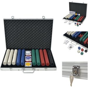 vidaXL Pokerkoffer - Inclusief 1000 chips - Meerkleurig - 53 x 37 x 6.7 cm - Pokerset