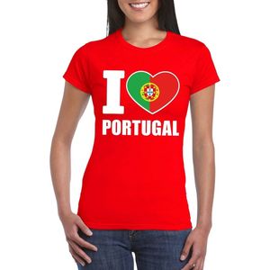 Rood I love Portugal fan shirt dames XXL