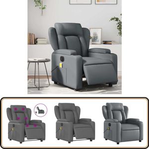 vidaXL Elektrische Massagestoel - Verstelbaar - Grijs Elektrische Massagestoel - Massagefauteuil - Kunstleder Massagestoel - Ergonomische Stoel - Relaxstoel