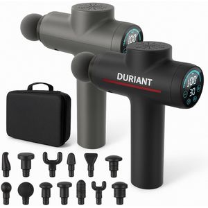 Duriant Premium Massage Gun – Stil & Krachtig – 12 Opzetstukken – 30 Snelheden – 10 uur gebruik – Inclusief Draagtas