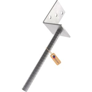 L-form post support with ribbed pin 80x300 mm HDG