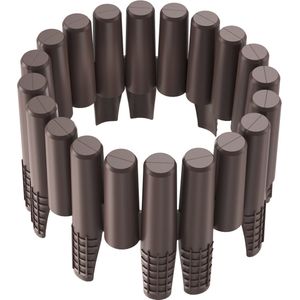 Aufun 2,8m Borderrand Kunststof tuinranding (beetinfassung) - Houtimitatie - Maaikant - 10 stuks decoratieve palisade randstenen - Bruin