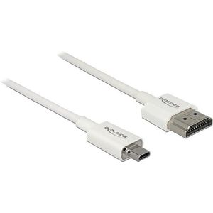 Dunne Premium Micro HDMI - HDMI kabel - versie 2.0 (4K 60Hz) / wit - 2 meter