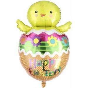 Kuiken Ballon - XL - 96x57cm - Folie ballon - Folieballon - Ballonnen - Pasen - Paasversiering - Versiering - Thema feest - Konijn - Lente - Kuiken - Geboorte