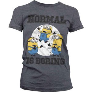 Minions Dames Tshirt -L- Normal Life Is Boring Grijs
