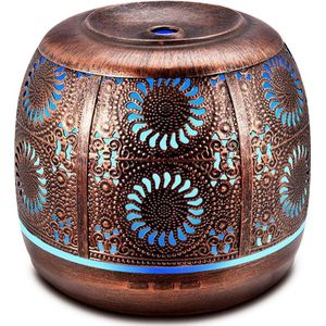 Aroma Diffuser met Verlichting - Verstuiver voor Etherische Olie - Geurverspreider - Vernevelaar - Brons Metaal - 500ML