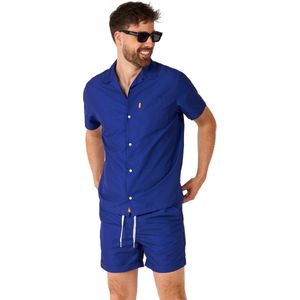 OppoSuits Navy Royale - Heren Zomer Set - Bevat Shirt En Shorts - Festival Outfit - Blauw - Maat: M