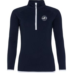 FitProWear Cool Fit Sweatshirt Donkerblauw Wit Maat XL - Dames - Stretch - Vest - Sportkleding - Trainingskleding - Polyester - Ritssluiting - Sweater - Hoodie -