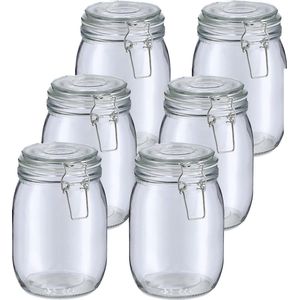 Zeller Voorraadpot/bewaarpot Alfie - 10x - 1L - glas - beugelsluiting - D11 x H17 cm