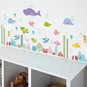 MUURSTICKER  - LEUKE VISSEN WALVIS WANDDECORATIE - KINDERKAMER - BABYKAMER - JONGEN - MEISJE -ZEEPAARDJE- nr 6658