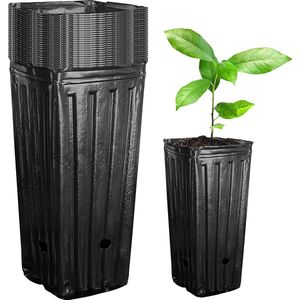 Kweekpotten set - Kweekpot zwart - 20 Stuks - Ø9cm - hoogte 20cm - bloempotten kunststof - Bloempotten voor Binnen - Bloempot voor binnen en buiten - Kunststof bloempot - kruidenpotten met meerdere afvoergaten - hergebruiken