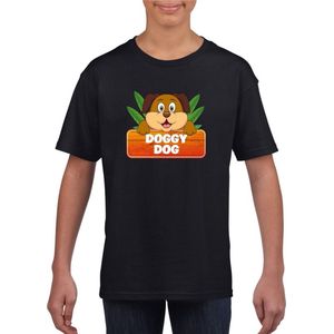 Doggy Dog de hond t-shirt zwart voor kinderen - unisex - honden shirt - kinderkleding / kleding 110/116