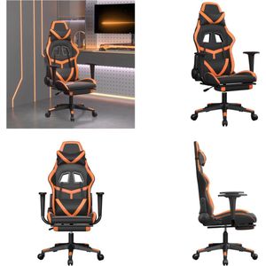 vidaXL Gamestoel met voetensteun kunstleer zwart en oranje - Gamingstoel - Gamingstoelen - Televisiestoel - Racingstoel