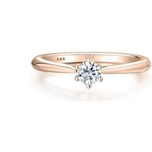 Ella - 14k Roségouden Solitair Moissanite Verlovingsring - 0.3 karaat