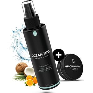 Sea Salt Spray Man - Zeezout Spray - Beach - Krullend Haar - Strong Hold - Cocos Sinaasappel Geur - Zwart