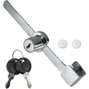 Allecto Plus - Tandstangslot voor glazen schuifdeuren - terrari-slot - ratelslot - geschikt voor terraria en vitrines - met 2 sleutels - voor extra beveiliging van vitrines, etalages en kasten.
