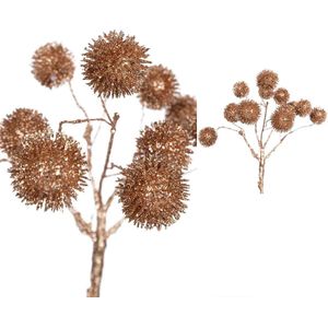 PTMD Twig Plant Pompon Kunsttak - 22 x 14 x 36 cm - Koper/glitter