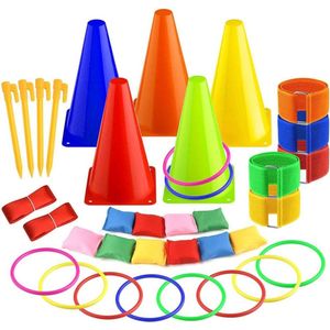 Zachte Verkeer Kegel Bean Bags Ring Toss Legged Race - Set van Sport Party Games voor Binnen en Buiten
