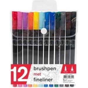 Verhaak Brushpennen Fineliner 15 Cm 12 Stuks Back To School