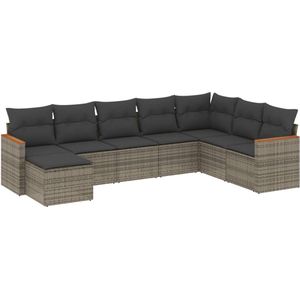 vidaXL Loungeset 8-delig - Poly rattan - Grijs Loungeset - Tuinmeubels - Lounge Set - PE Rattan - Outdoor Furniture