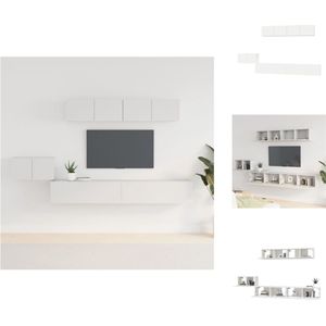 vidaXL TV-meubelset - klassiek design - voldoende opbergruimte - wandgemonteerd - praktische deuren - wit - bewerkt hout - 1x 60x30x30 cm - 2x 100x30x30 cm - 2x 80x30x30 cm - Kast