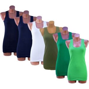 6 Pack dames hemd - 100% katoen - 6 Kleuren - Maat M