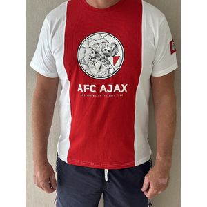 Ajax T-shirt Wit Rood Wit Oud Logo Volwassenen 3XL - 100% katoen