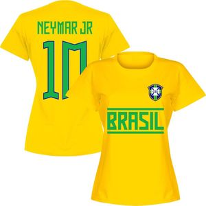 Brazilië Neymar JR 10 Dames T-Shirt - Geel - M