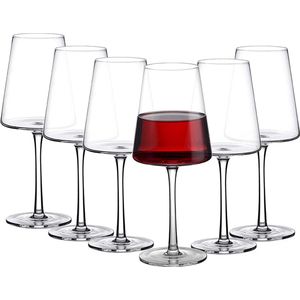 Rode / Witte wijnglazen - 6 stuks - premium kwaliteit - Rode wijnen & White Wines - Crystalline Open Top Round Wine Goblet.