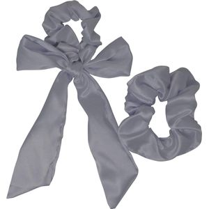 Jessidress Elegante Scrunchies set XL Scrunchie Metalliek kleur Haar Elastieken - Wit