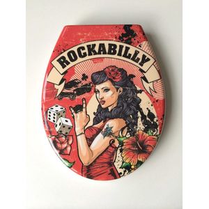 Design Rockabilly wc-bril met softclose en afneembaar deksel voor eenvoudige reiniging