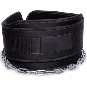 Fitness Dip Riem - Met Metalen Ketting - Dip Belt - Taille Ondersteuning voor Gewichtheffen, Pullups, Powerlifting - Zwart