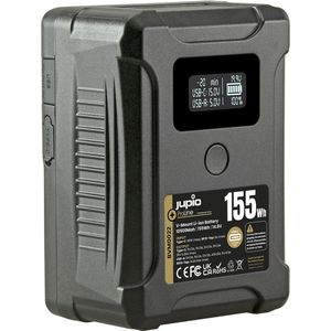 Jupio ProLine Extreme 155 V-Mount battery 10500mAh (155Wh) - LCD Display, USB-C PD 65W in/output, D-Tap in/output and USB-A output.