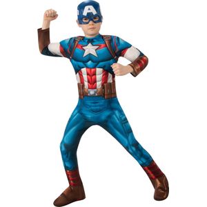 Rubies - Captain America Kostuum - Superheld Captain America Deluxe Kind Kostuum - Blauw - Maat 116 - Carnavalskleding - Verkleedkleding