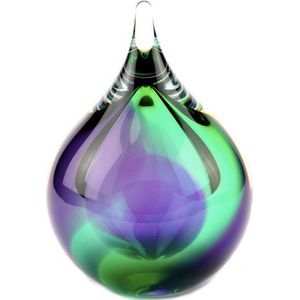 Urnencenter© Kristalglas Bubble Mini Urn Paars/Groen Transparant - Urn - Urn voor as - Urn Hond - Urn Kat - Urn Deelbewaring - Mini Urn Glas - Kunstobject