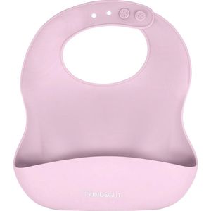 Siliconen slabbetje, met opvangbak voor baby's en peuters, subtiele en moderne kleuren, vrij van BPA, gemakkelijk te gebruiken, zacht roze