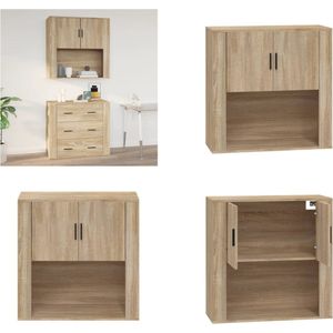 vidaXL Wandkast 80x33x80 cm bewerkt hout sonoma eikenkleurig - Hangkast - Hangkasten - Hangende Kast - Kastje