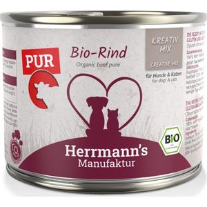 Herrmann's BIO Puur Rund 12 x 200 gram - Hondenvoer - Kattenvoer - Natvoer - Beef