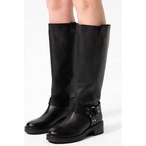 Sacha - Dames - Zwarte hoge biker boots - Maat 42