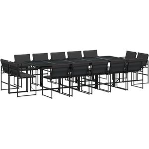vidaXL Tuinset - 15-delig - Met kussens - Textileen - Zwart Tuinstoel - Tuinset - Buitentijd - Lounge Set - Eetkamerset