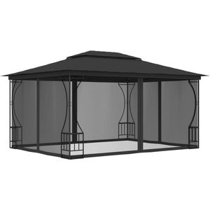 The Living Store Pavilion 300x400x265cm - Antraciet - Staal en polyester - UV-bestendig