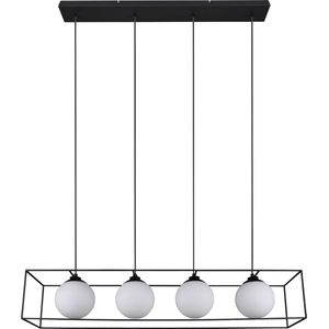 LED Hanglamp - Hangverlichting - Torna Gebia - E27 Fitting - 4-lichts - Vierkant - Mat Zwart - Aluminium