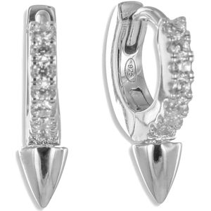 Silventi 9NBSAM-200060 Zilveren Oorringen met Studs - Dames - Zirkonia - Scharnier - 11 x 2 mm - Rhodium - Zilver