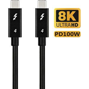 NÖRDIC TB4-200 USB-C naar USB-C kabel - Thunderbolt4 - PD100W - 40 Gbps - 8K - 2m - Zwart