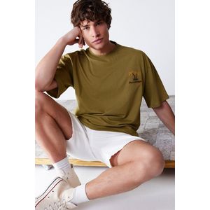 Trendyol TMNSS24TS00033 Volwassenen Mannen T-shirt - Kaki*006 - S