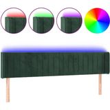vidaXL - Hoofdbord - LED - 203x16x78/88 - cm - fluweel - donkergroen