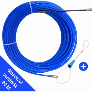 ToolLine® - Professionele - Trekveer 20 meter - 4 mm Glasvezel versterkt nylon - Inclusief kabelbevestiger - Trekveer elektra - Geschikt voor Netwerkkabels - UTP kabel - coax kabel - stroomkabel - audio kabel - Trekveer