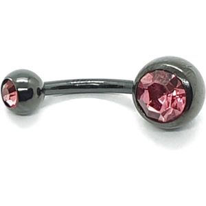 Navel Piercing - Zwart Met Steentjes