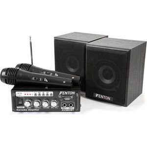 Karaokeset - Fenton AV380BT karaokeset met versterker, luidsprekers USB/SD mp3 speler, Bluetooth & 2 microfoons